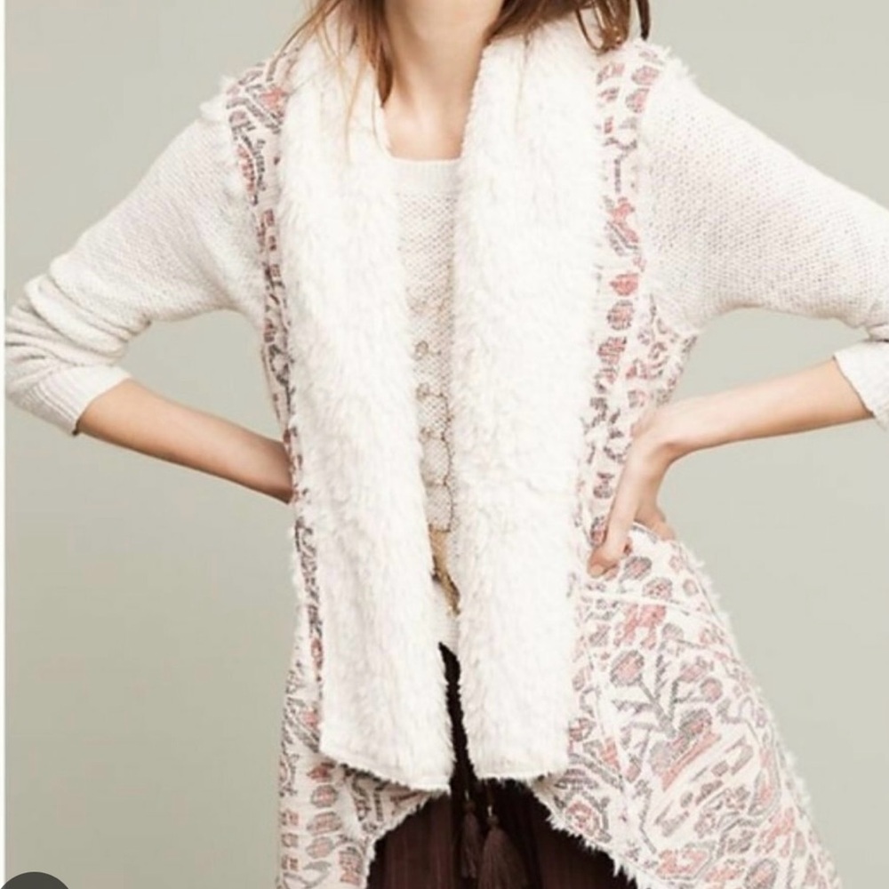 Anthropologie Hei Hei Jacquard Shearling lined vest